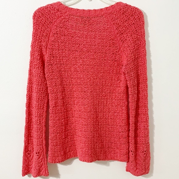 Lucky Brand Jane Pullover Crocheted Scoop Neck Cotton Sweater Loose Knit Design - Picture 4 of 9